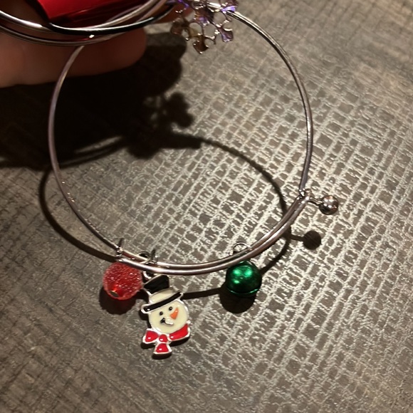 3 Holiday Charm Bracelets NWT snowman ornament tree snowflake star bell - Picture 3 of 6